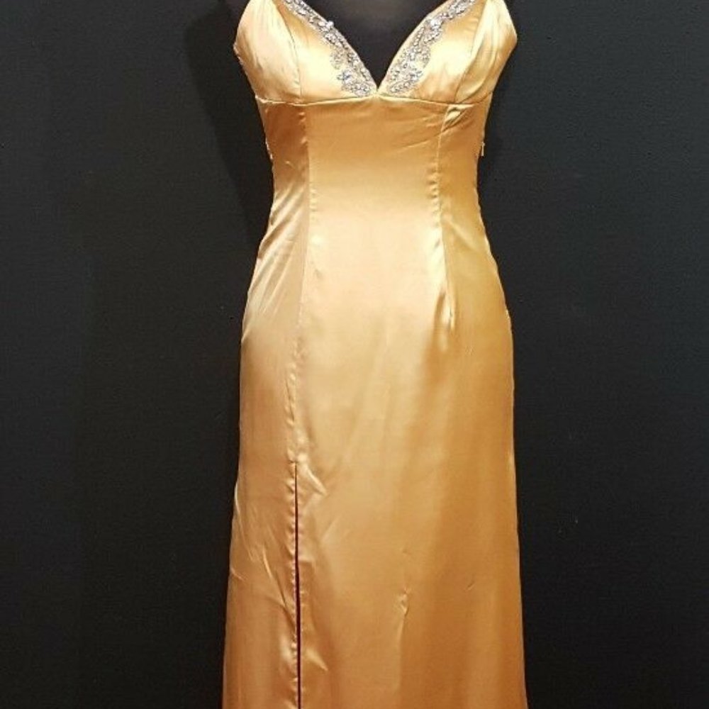 Paris Tony Bowls Formal Gold Prom Dress